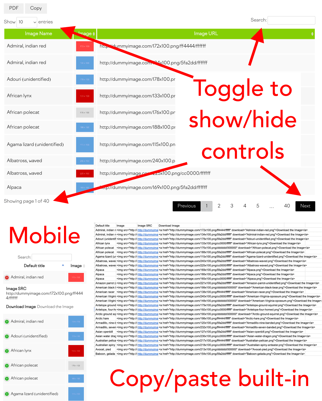 Dynamic DataTables Integration